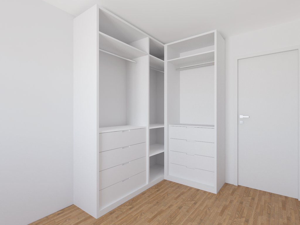 Armário Suíte 1,40 m + 1,90 m Slim - Cor Branco e Branco