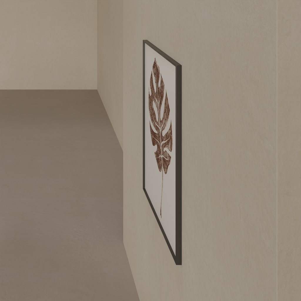 Quadro Folha Costela de Adão Caixa Crua Preta sem Vidro 70 x 50 cm