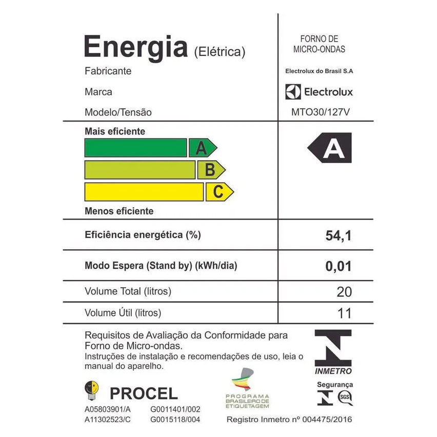 Microondas Electrolux 20L Branco com Função Tira Odor e Descongelar (MTO30)