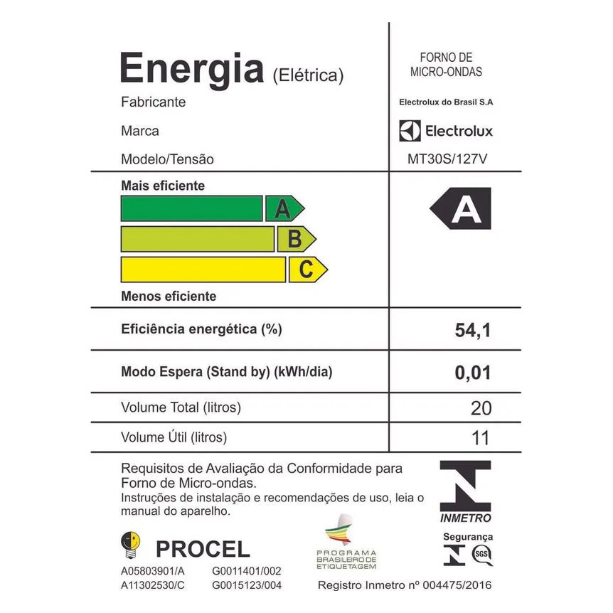 Microondas Electrolux 20L Inox Espelhado com Função Tira Odor (MT30S)