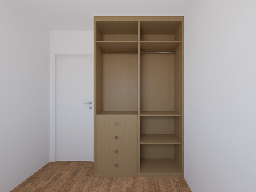 Armário Quarto 1,40 m Espelho - Cor Areal