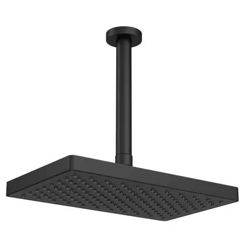 Chuveiro com tubo de teto retangular Black Matte 26,5cm Deca