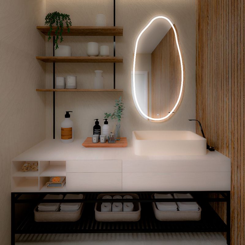 Espelho Orgânico Led Iluminado 120x60 cm