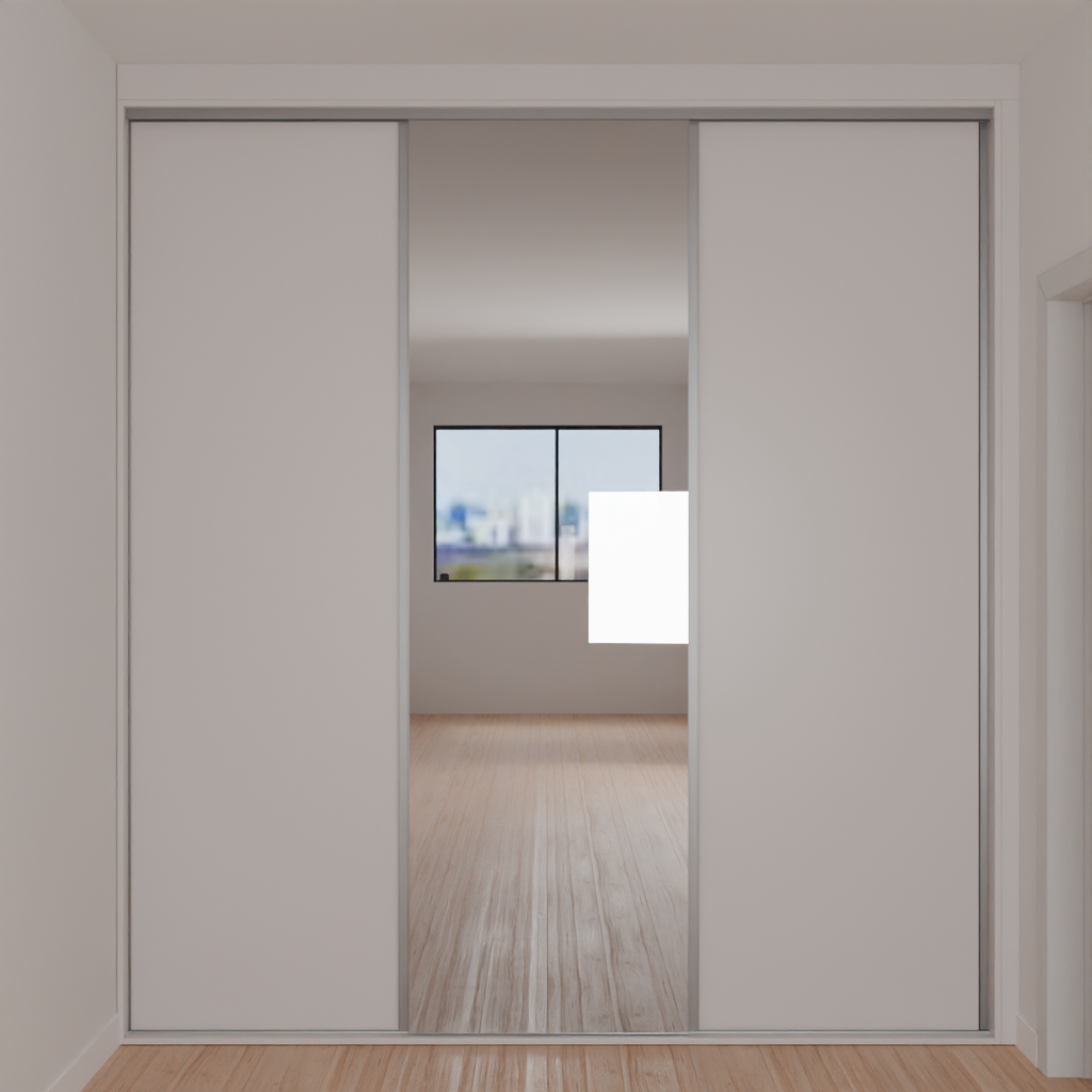 Armário Quarto Casal Porta de Correr 1 Espelho Cinza Cobalto (Sudoeste / Bias Fortes - Apt 07 11)