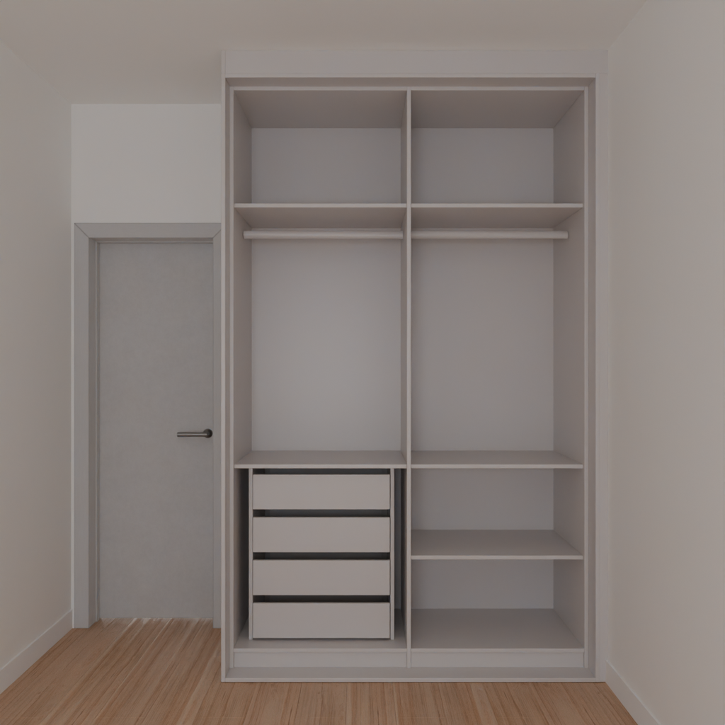 Armário Quarto Solteiro Porta de Correr 1 Espelho Cinza Cobalto (Sudoeste / Bias Fortes - Apt 07 11)