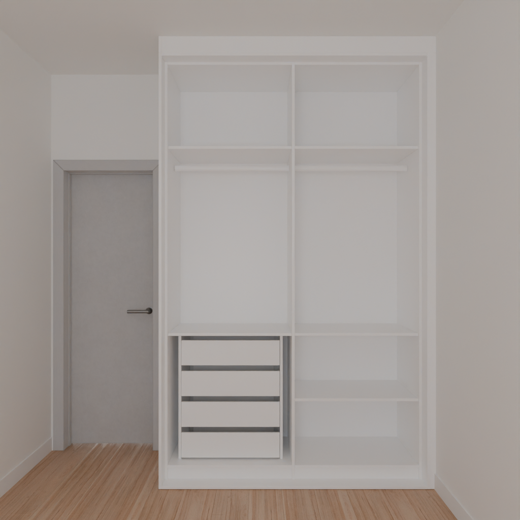 Armário Quarto Solteiro Porta de Correr 1 Espelho Branco Tx (Sudoeste / Bias Fortes - Apt 07 11)