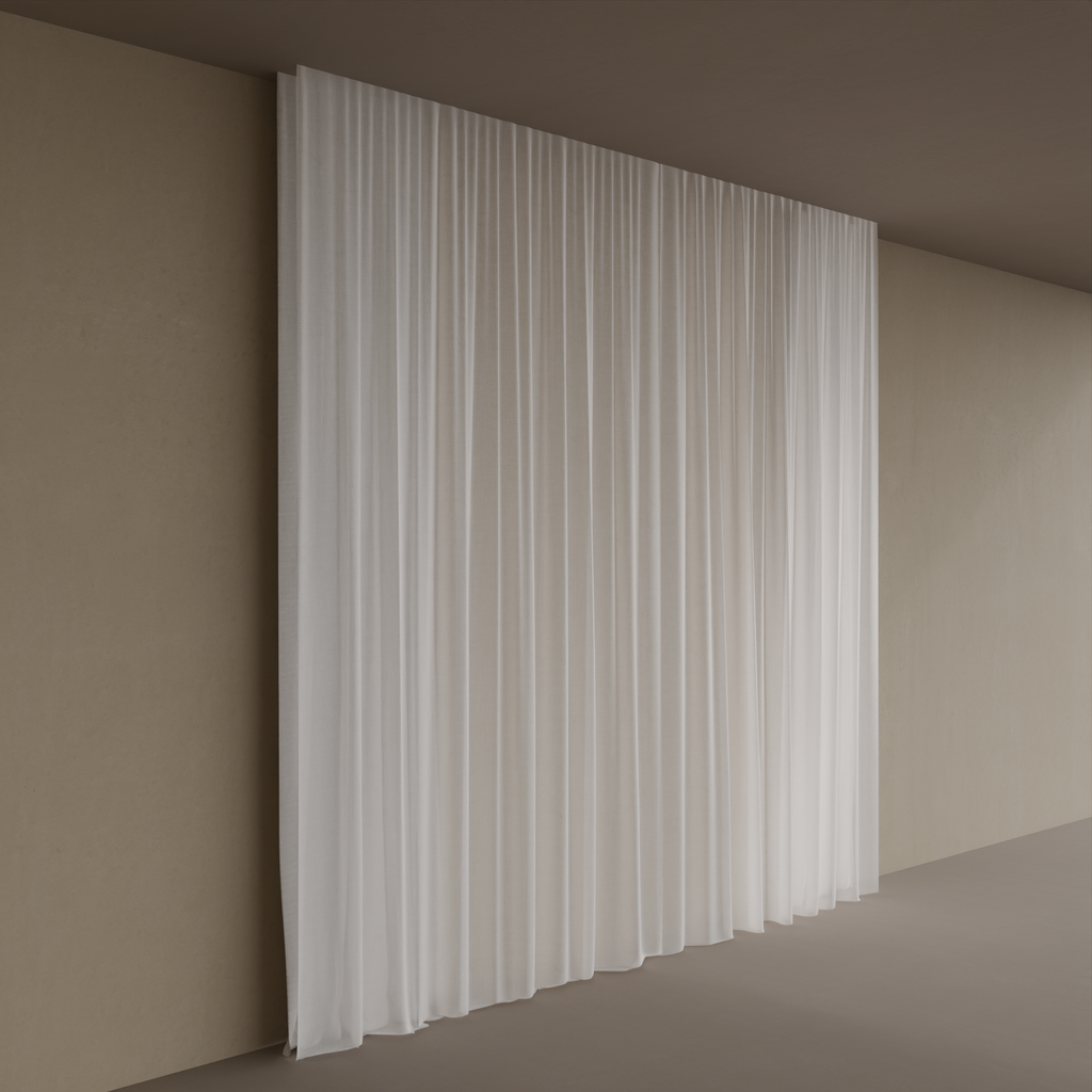 Cortina Blackout Branco e Gaze Linho Prata  Sala)