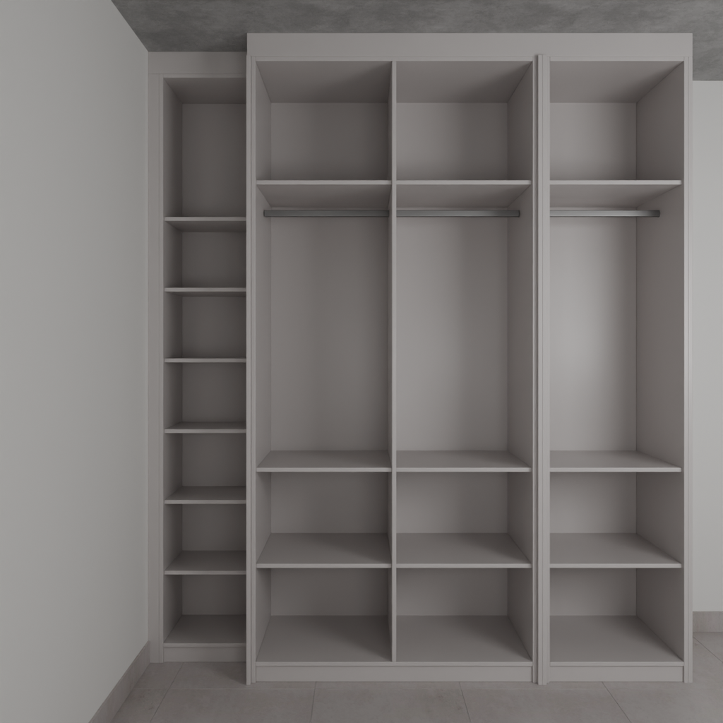 Armário Quarto 3 Portas de Giro Cinza Cobalto (Sudoeste / Bias Fortes - Apt 09)