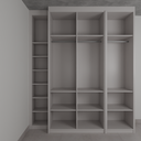 Armário Quarto 3 Portas de Giro Cinza Cobalto (Sudoeste / Bias Fortes - Apt 09)