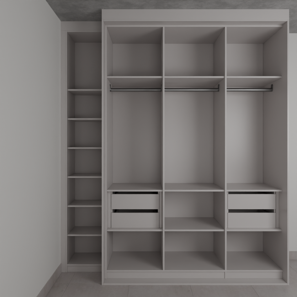Armário Quarto 3 Portas de Correr Cinza Cobalto (Sudoeste / Bias Fortes - Apt 09)