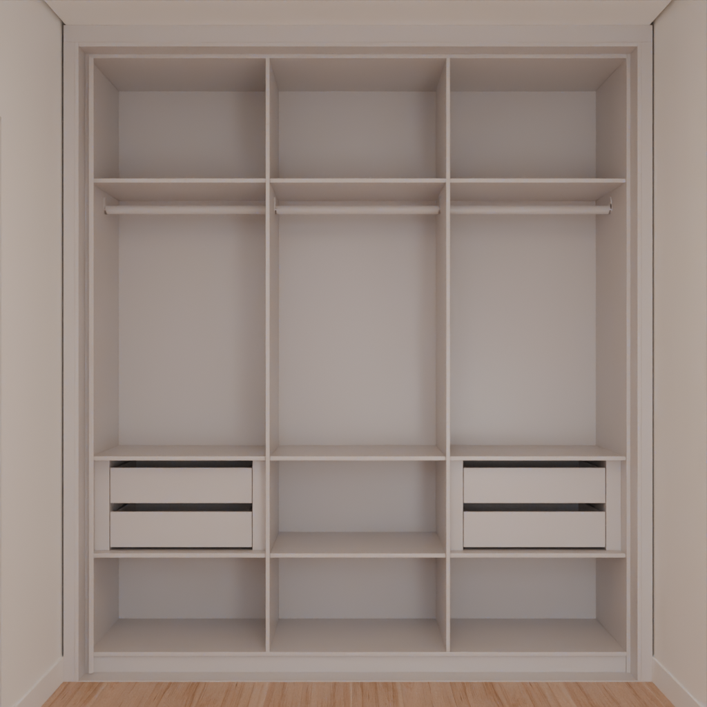 Armário Quarto Casal Porta de Correr 1 Espelho Cinza Cobalto (Sudoeste / Bias Fortes - Apt 08 10)