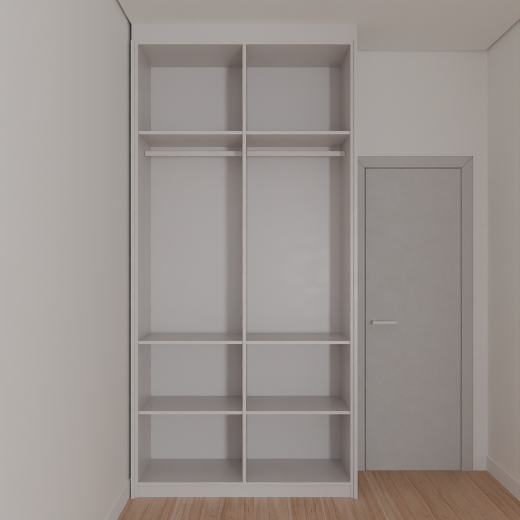 Armário Quarto Solteiro Porta de Giro Cinza Cobalto (Sudoeste / Bias Fortes - Apt 08 10)