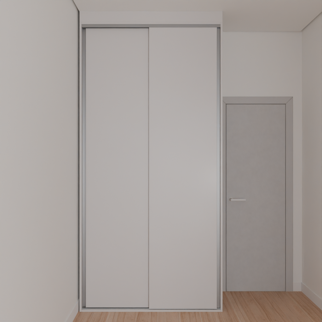 Armário Quarto Solteiro Porta de Correr Cinza Cobalto (Sudoeste / Bias Fortes - Apt 08 10)