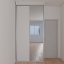 Armário Quarto Solteiro Porta de Correr 1 Espelho Cinza Cobalto (Sudoeste / Bias Fortes - Apt 08 10)