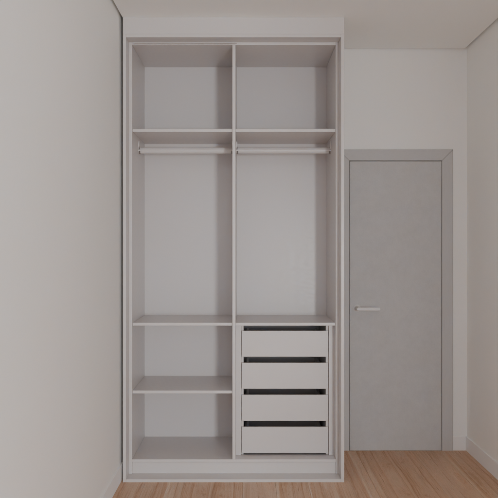Armário Quarto Solteiro Porta de Correr 1 Espelho Cinza Cobalto (Sudoeste / Bias Fortes - Apt 08 10)