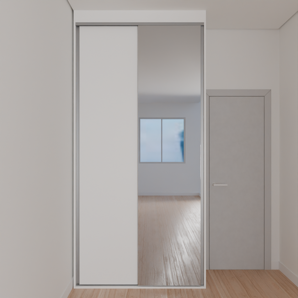 Armário Quarto Solteiro Porta de Correr 1 Espelho Branco Tx (Sudoeste / Bias Fortes - Apt 08 10)