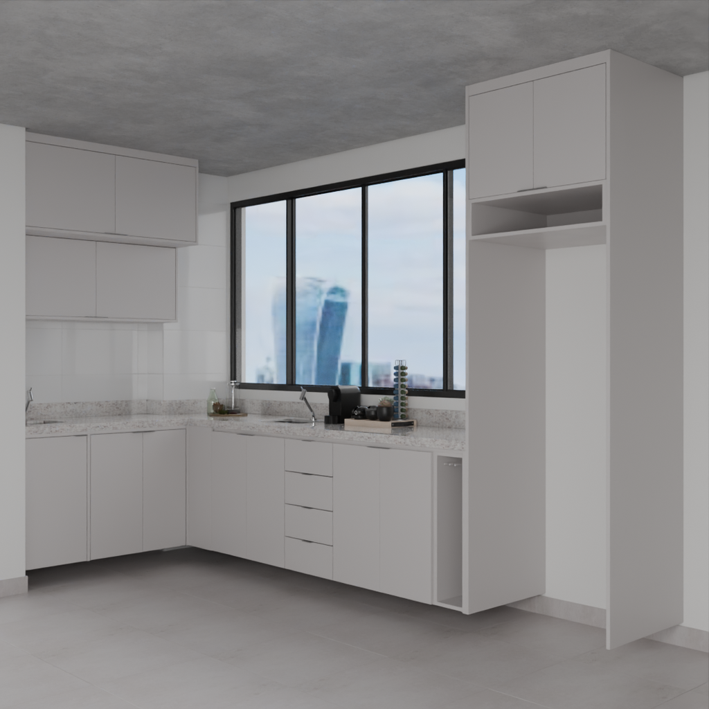 Armário Cozinha Completo Cinza Cobalto (Sudoeste / Bias Fortes – Apt 08 10)