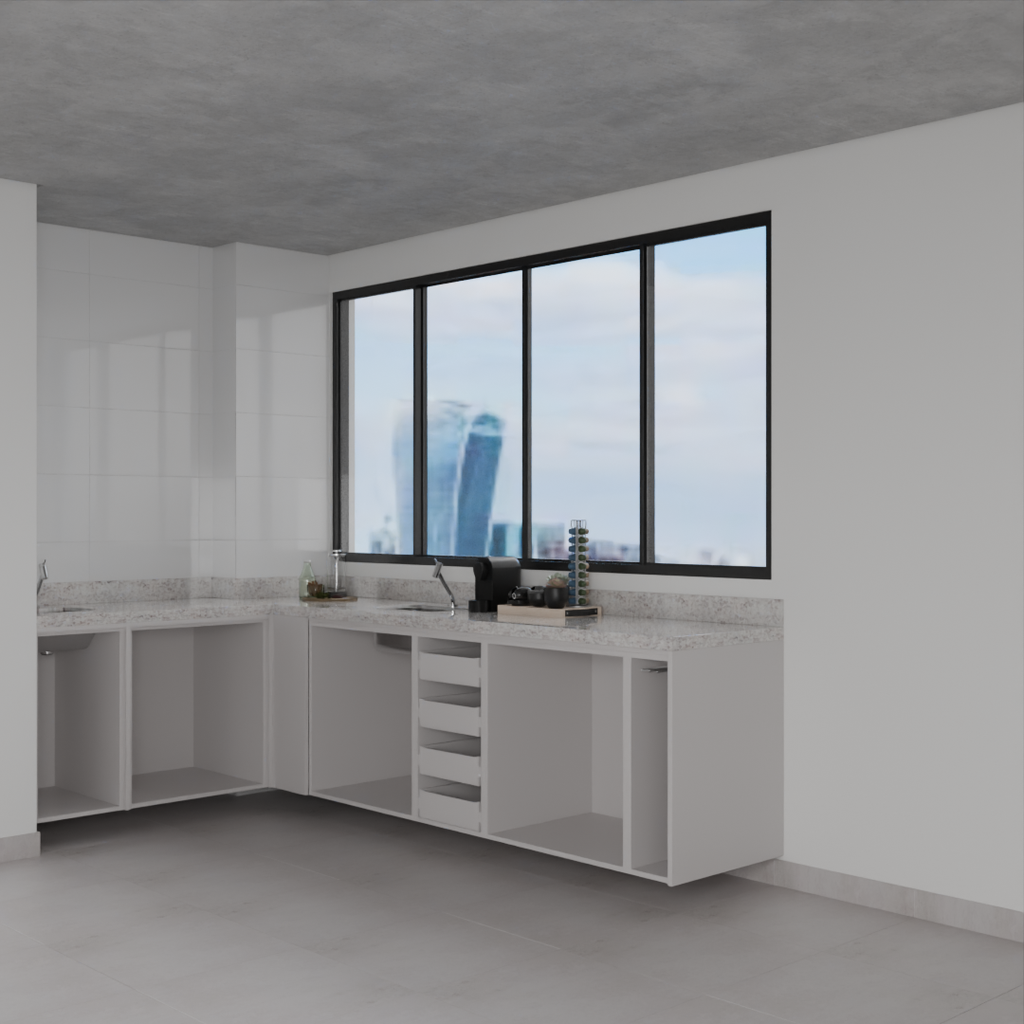 Armário Cozinha Inferior Cinza Cobalto (Sudoeste / Bias Fortes – Apt 08 10)