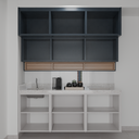 Armário Cozinha Cinza Cobalto, Azul Tx e Louro Freijó (Sudoeste / Bias Fortes – Apt 03 04)