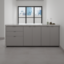 Armário Cozinha Cinza Cobalto, Azul Tx e Louro Freijó (Sudoeste / Bias Fortes – Apt 03 04)