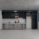 Armário Cozinha Completo Cinza Cobalto, Azul Tx e Louro Freijó (Sudoeste / Bias Fortes – Apt 01 02 05 06)