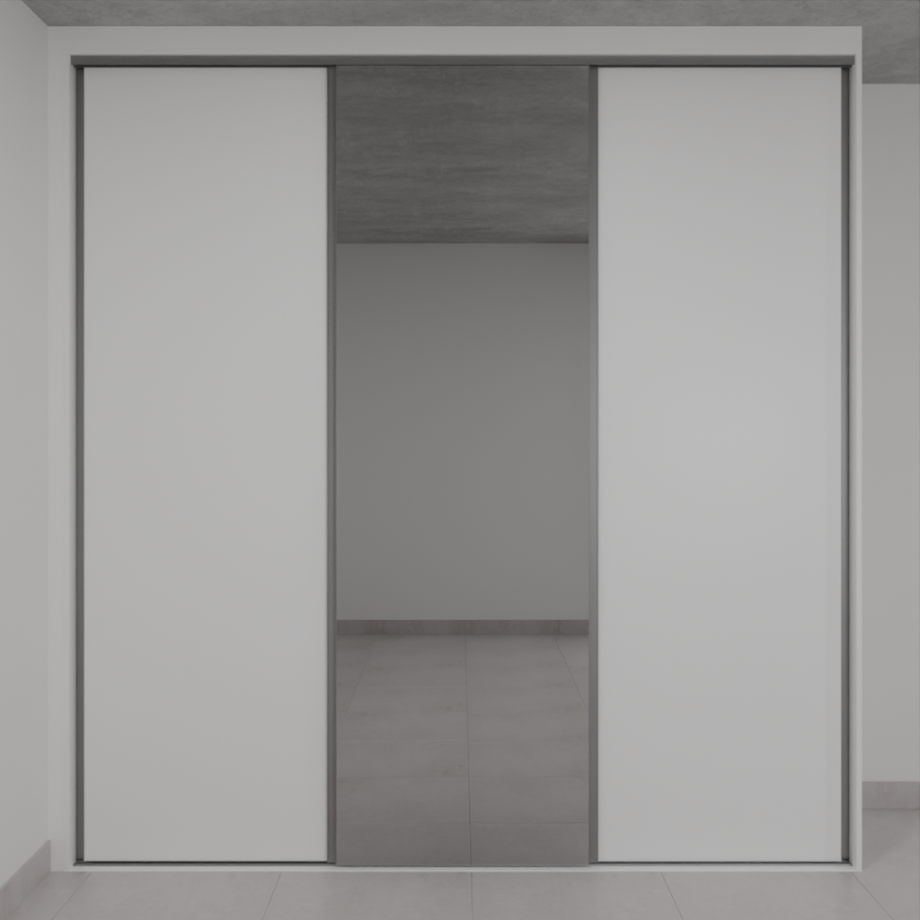 Armário Quarto Porta de Correr 1 Espelho Branco Tx (Sudoeste / Bias Fortes - Apt 01 02 05 06)