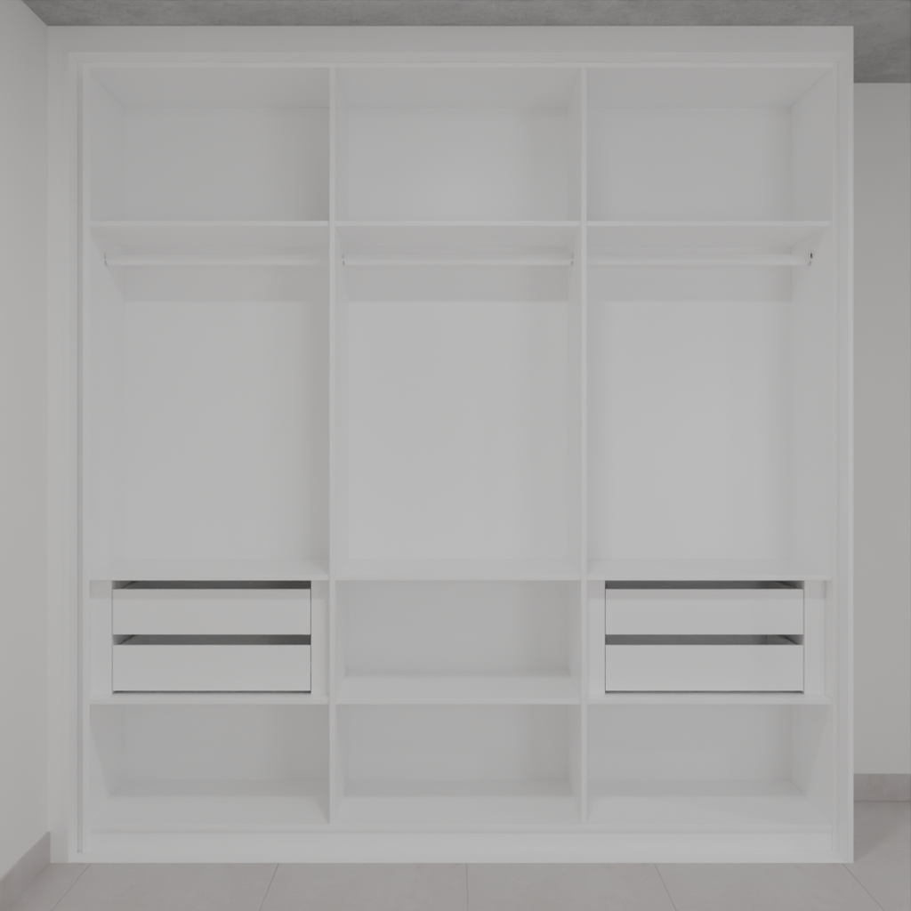 Armário Quarto Porta de Correr 1 Espelho Branco Tx (Sudoeste / Bias Fortes - Apt 01 02 05 06)