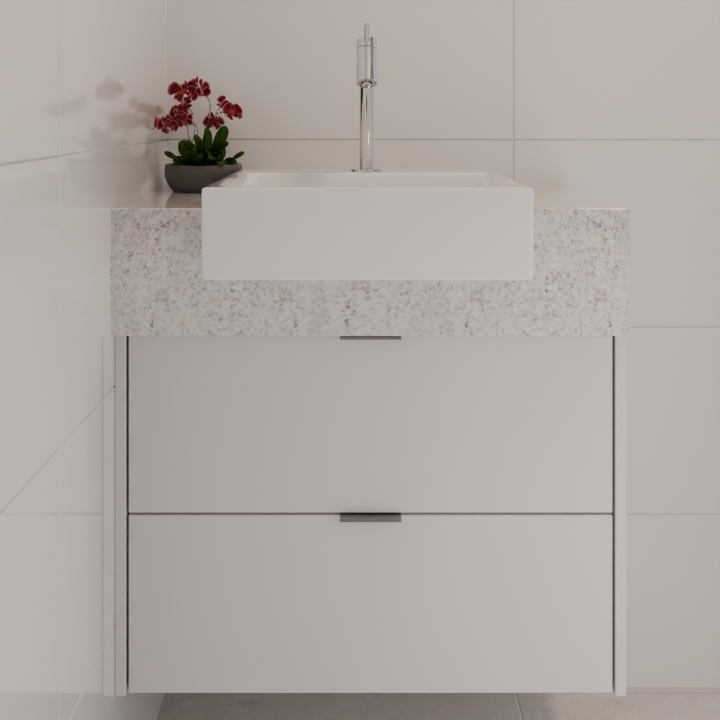 Armário de Banheiro Gaveteiro Cinza Cobalto (Sudoeste / Bias Fortes - Apt 01 02 05 06)