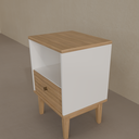 Mesa de Cabeceira Branco e Amadeirado