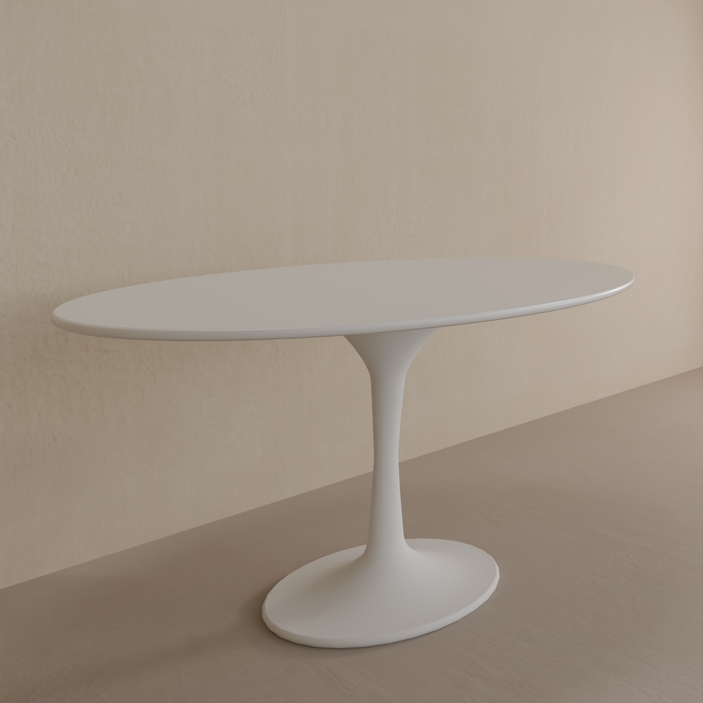 Mesa de Jantar Saarinen Oval 160 x 90 cm Tampo Branco Tx Base Branca