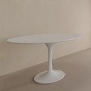 Mesa de Jantar Saarinen Oval 160 x 90 cm Tampo Branco Tx Base Branca
