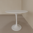 Mesa de Jantar Saarinen Oval 160 x 90 cm Tampo Branco Tx Base Branca