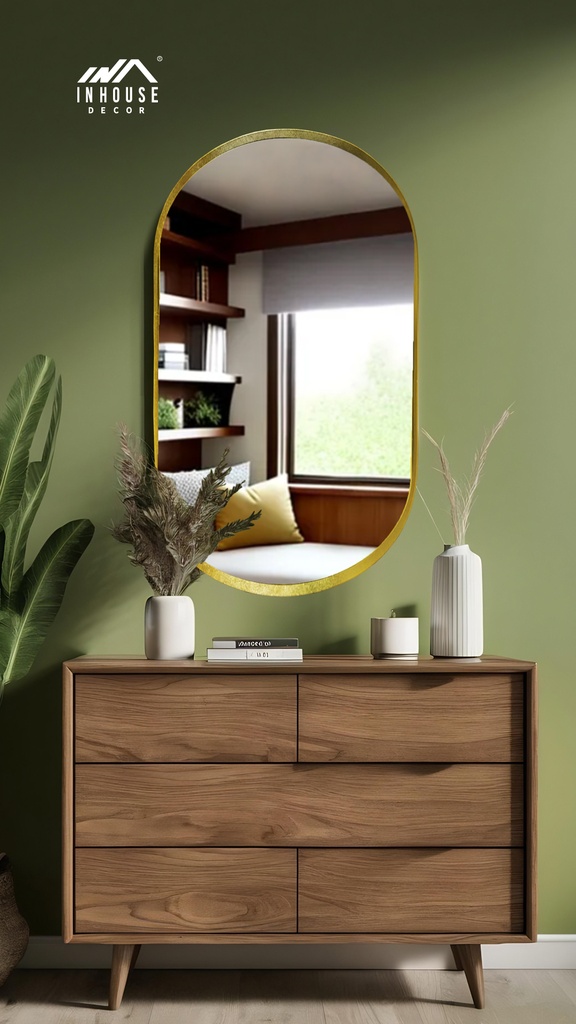 Espelho Decorativo Urban Oblongo Aço Dourado 60x40 cm