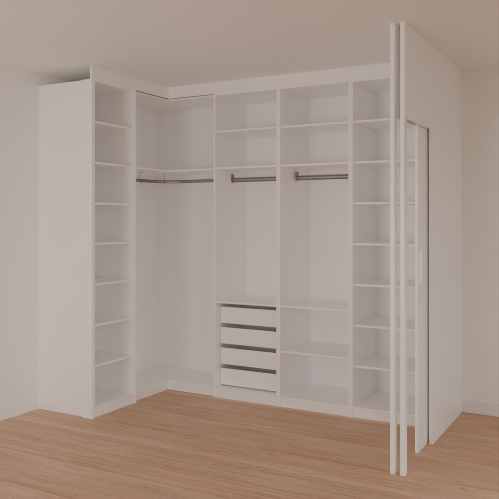 Closet Quarto Casal com Porta Branco Tx (Sudoeste / Bias Fortes - Apt 03 04)