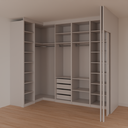 Closet Quarto Casal com Porta Cinza Cobalto (Sudoeste / Bias Fortes - Apt 03 04)
