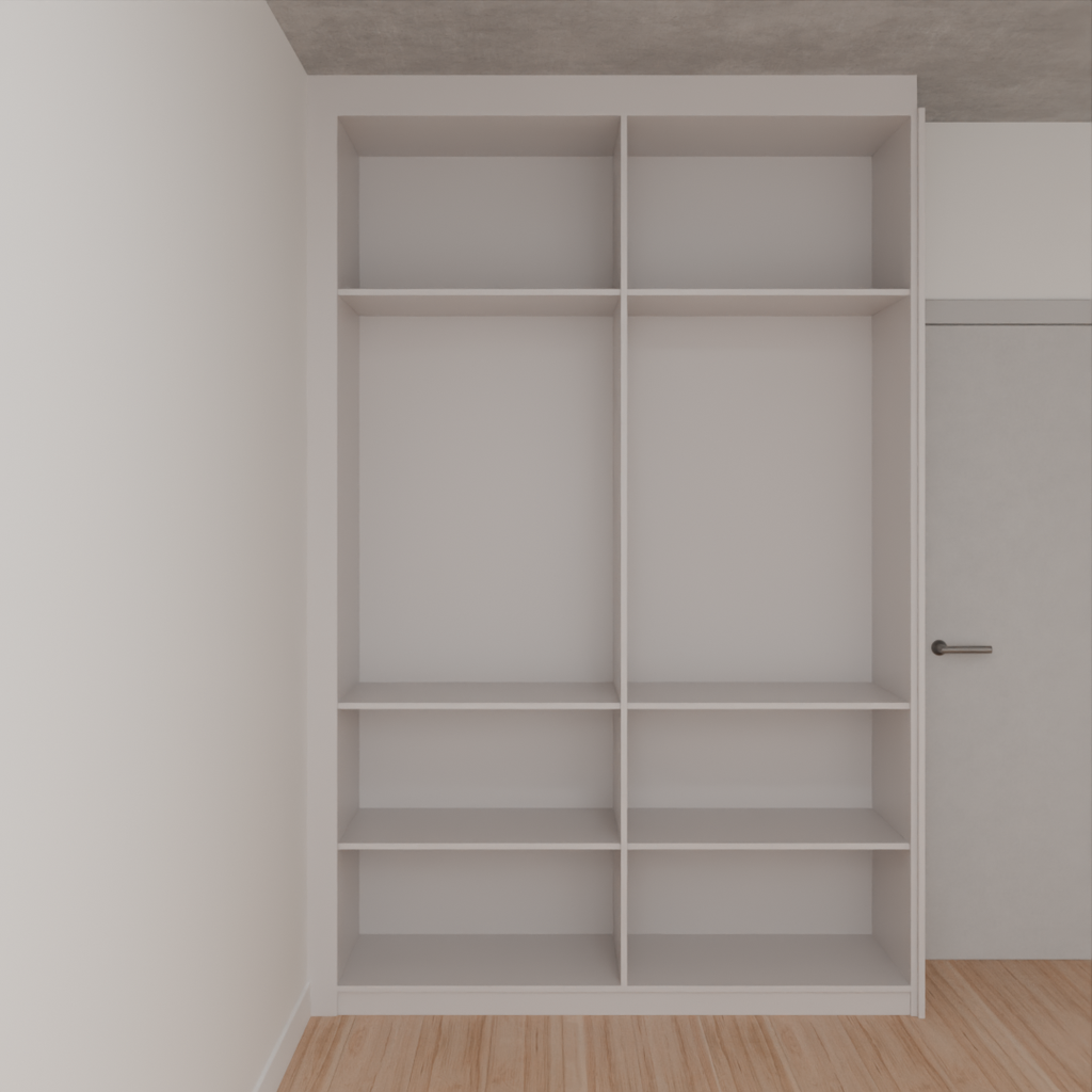 Armário Quarto Solteiro Porta de Giro Cinza Cobalto (Sudoeste / Bias Fortes - Apt 03 04)