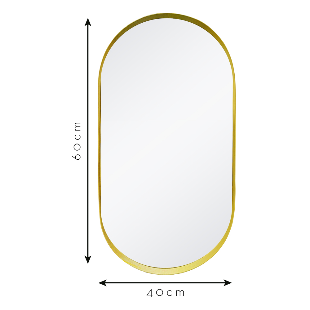 Espelho Decorativo Urban Oblongo Aço Dourado 60x40 cm