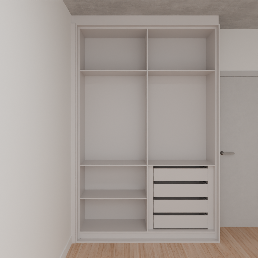 Armário Quarto Solteiro Porta de Correr Cinza Cobalto (Sudoeste / Bias Fortes - Apt 03 04)