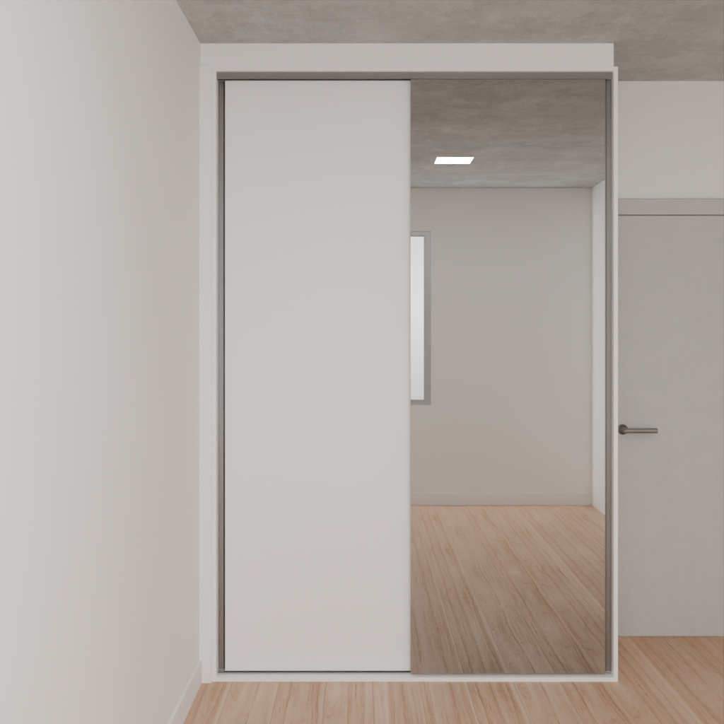 Armário Quarto Solteiro Porta de Correr 1 Espelho Branco Tx (Sudoeste / Bias Fortes - Apt 03 04)