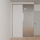 Armário Quarto Solteiro Porta de Correr 1 Espelho Branco Tx (Sudoeste / Bias Fortes - Apt 03 04)