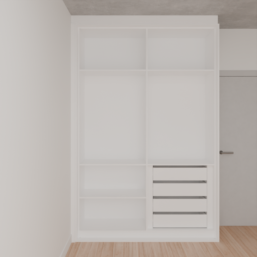 Armário Quarto Solteiro Porta de Correr 1 Espelho Branco Tx (Sudoeste / Bias Fortes - Apt 03 04)