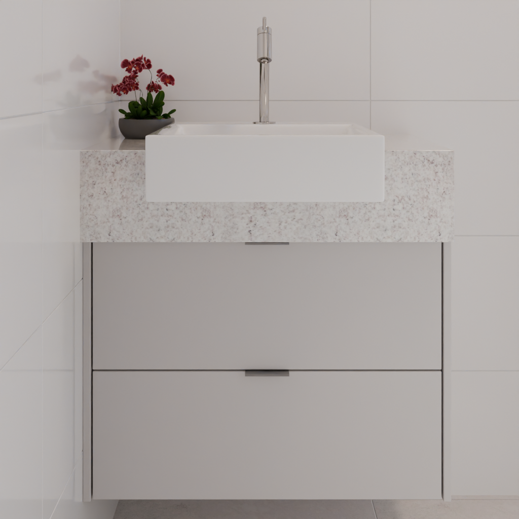 Armário de Banheiro Gaveteiro Cinza Cobalto (Sudoeste / Bias Fortes - Apt 03 04 / Suite)