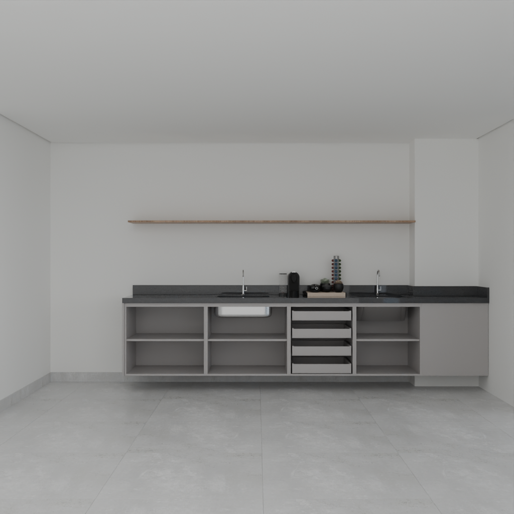 Armário Cozinha Inferior Cinza Cobalto (Sudoeste / Vale do Sereno – Apt 01 04 05 06 09 10)