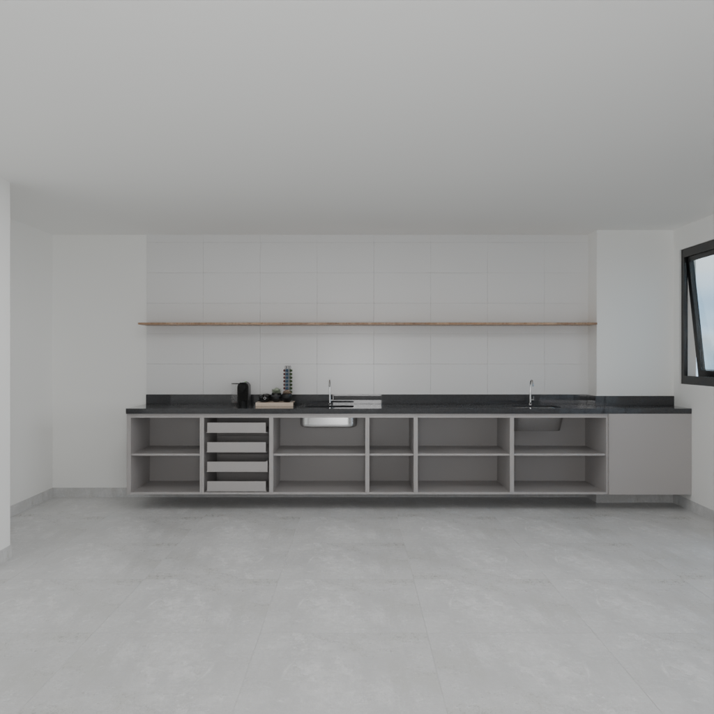 Armário Cozinha Inferior Cinza Cobalto (Sudoeste / Vale do Sereno – Apt 02 03 07 08)