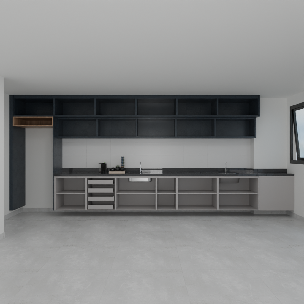 Armário Cozinha Completo Cinza Cobalto, Louro Freijó e Azul Tx (Sudoeste / Vale do Sereno – Apt 02 03 07 08)