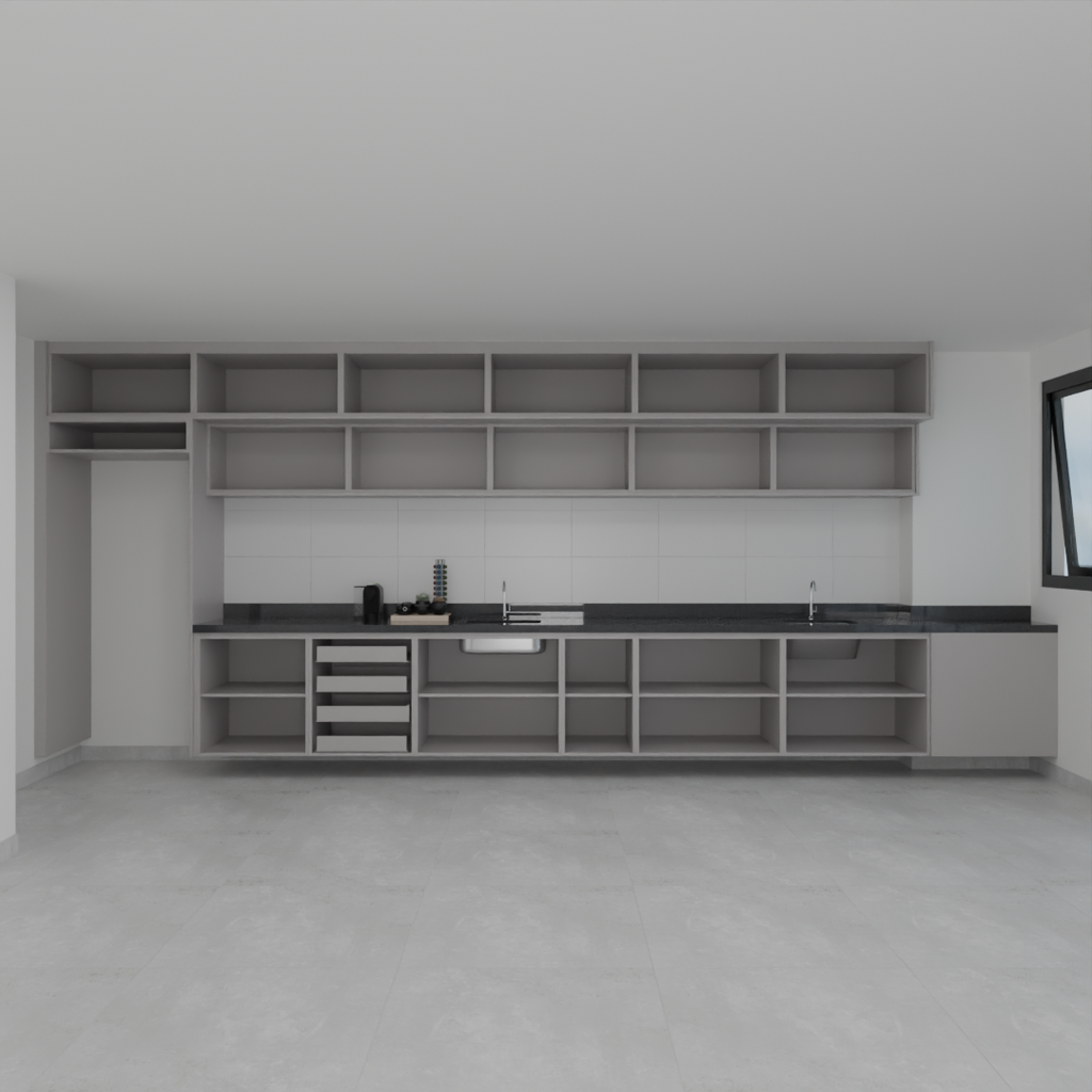 Armário Cozinha Completo Cinza Cobalto (Sudoeste / Vale do Sereno – Apt 02 03 07 08)