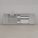 Armário Cozinha Inferior de Giro Beton; Puxador Slim Prata Cozinha Tipo 1 Tipo 5