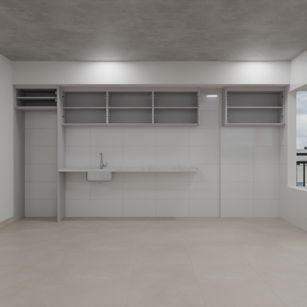 Armário Cozinha Superior de Giro Beton; Puxador Porta Passante Cozinha Tipo 1 Tipo 2 Tipo 5