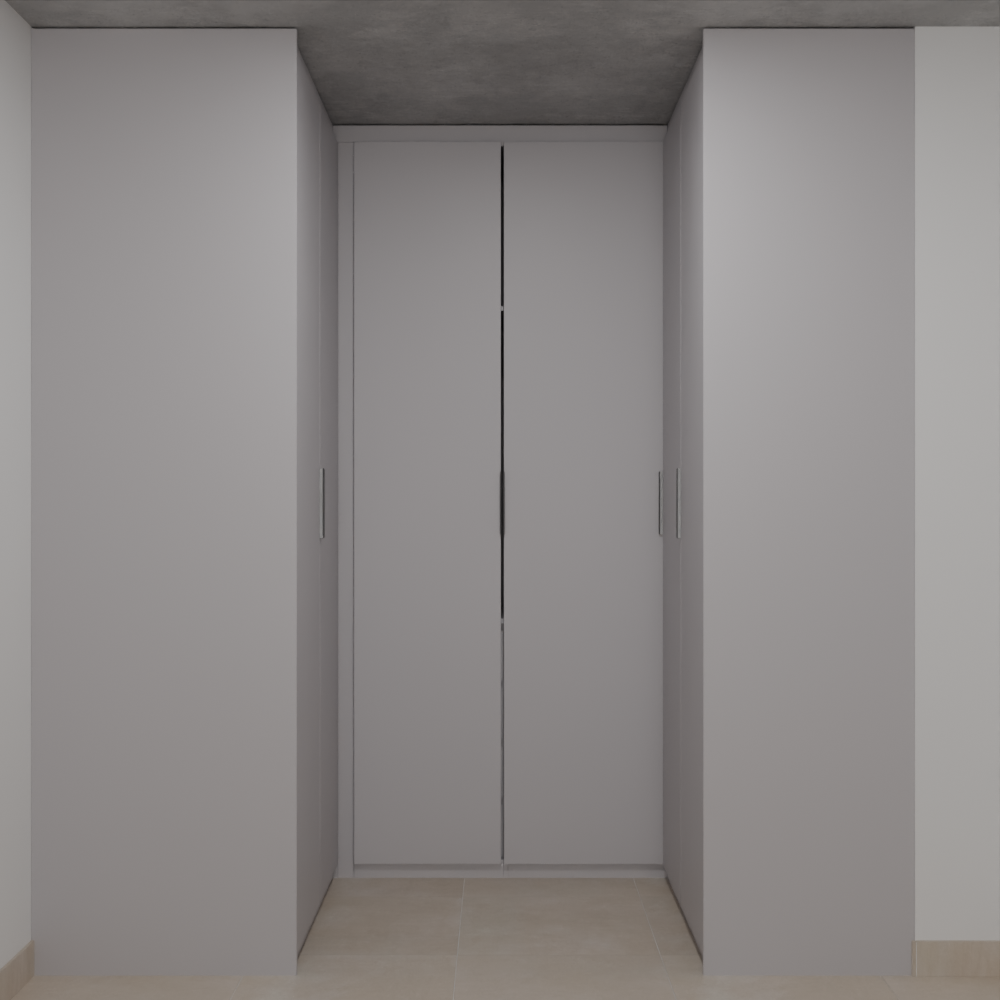 Closet Suíte Master de Giro Beton; Puxador Slim Prata Suíte Master Tipo 1 Tipo 2 Tipo 5
