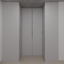 Closet Suíte Master de Giro Beton; Puxador Slim Prata Suíte Master Tipo 1 Tipo 2 Tipo 5